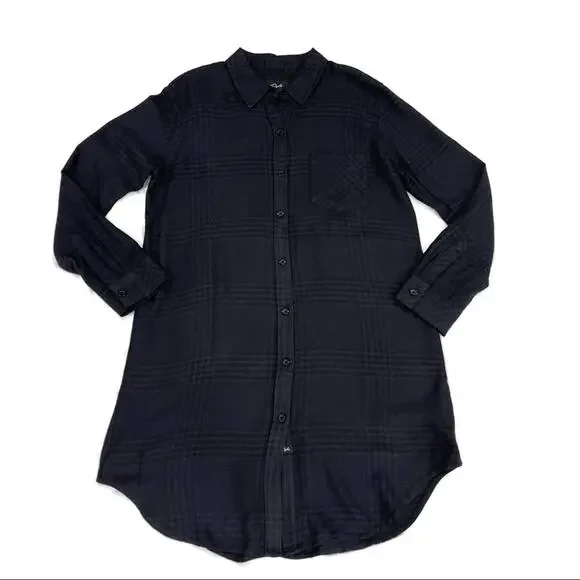 Rails Bianca Shirtdress In Charcoal Shadow Size XS NWT Front Button Long Sleeves - Picture 7 of 13